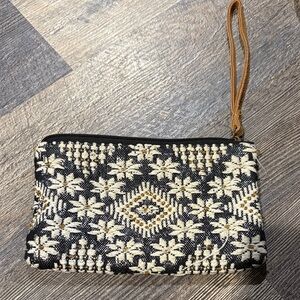 Black and Cream Patterned Clutch